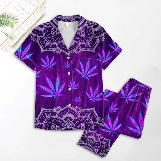 PURPLE CANNABIS PREMIUM SHORT SLEEVES PAJAMAS PJSSK23052402